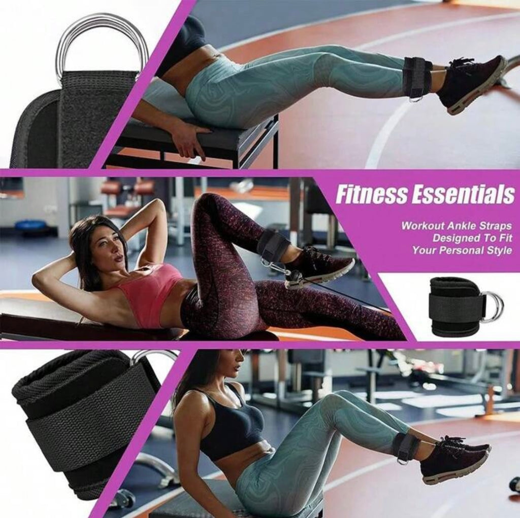 Ankle Straps - Verstelbare en gevoerde straps voor comfort en controle tijdens cable workouts.